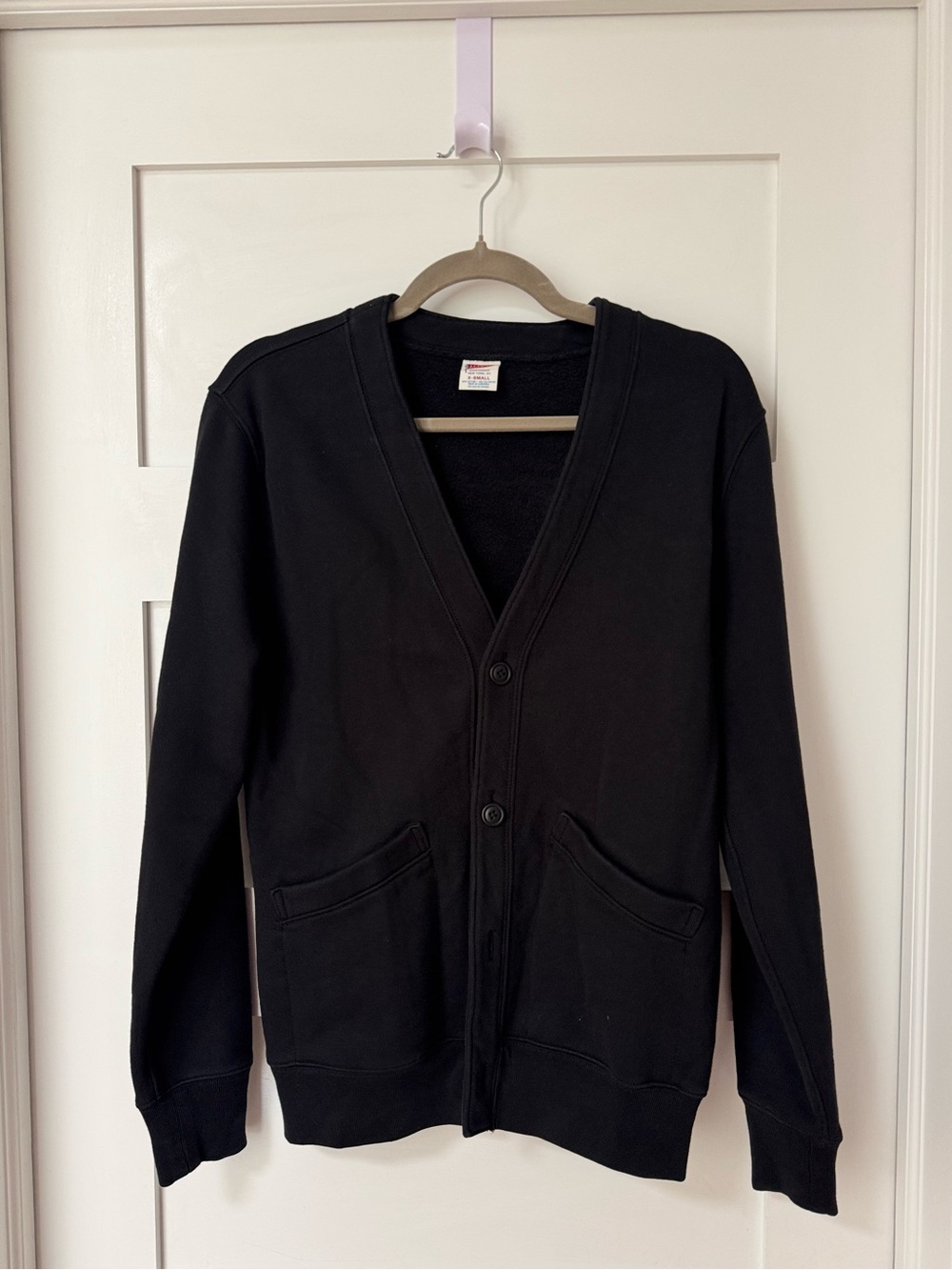 J.Crew Heritage 14 oz. Fleece Cardigan Sweater Men's Black, XS